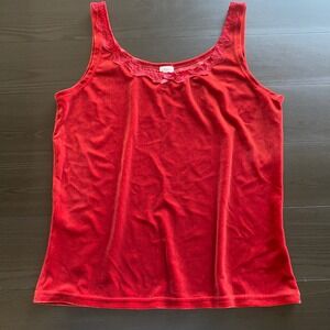 Nordstrom Intimates Red Velvet Lace Trim Camisole Tank Top Medium Y2K Whimsigoth